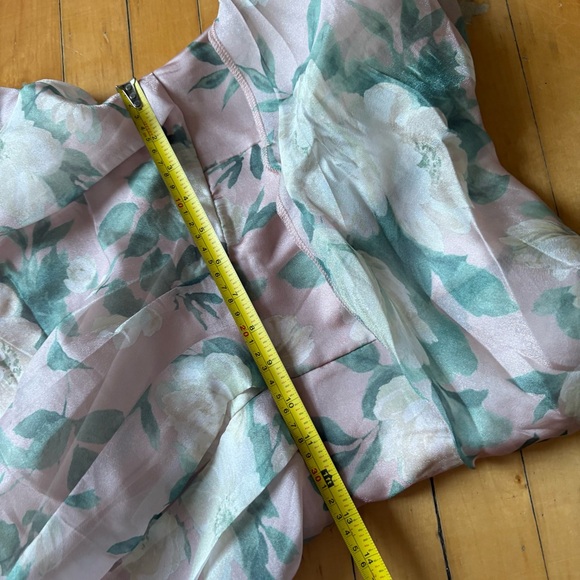 Maniju Sz M Floral Iridescent Wedding Evening Strapless Maxi Gown Dress - Picture 10 of 12